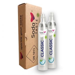 SodaTASTE Lot de 2 cylindres de CO2 (recharge) pour machine &agrave; gaz&eacute;ifier classique, pour jusqu'&agrave; 120 l d'eau gazeuse (attention : 2 cylindres vides n&eacute;cessaires) (SodaTASTE, neuf)