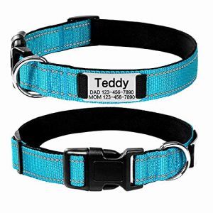 Oncpcare Collier personnalisé pour chien, plaque d'identification réfléchissante gravée pour animal domestique, collier d'identification réglable en nylon résistant pour chiens de petite, moyenne et (Zhongheshang, neuf)