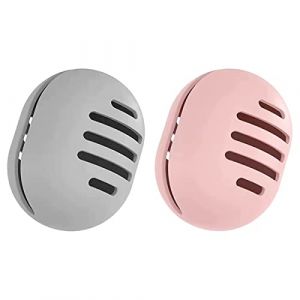 Hsthe Sea Lot de 2 porte-&eacute;ponges de maquillage en silicone lavable, r&eacute;utilisable, ventil&eacute; et respirant pour voyage (gris + rose) (RuiTing Global, neuf)