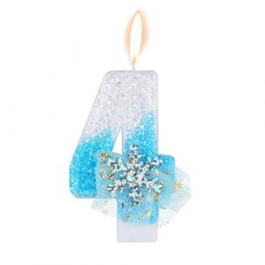 XIHIRCD Bougie d'Anniversaire Neige Glace et Neige Brillantes Fournitures Décoration Fête d'Anniversaire (Numéro 4) - Sans Parfum - Blanc - Hivernal (KISEGO, neuf)