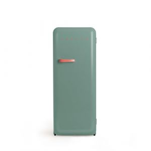 CREATE / RETRO FRIDGE 150 BRIQUE/Réfrigérateur vert sauge avec poignée brique et congélateur 281L / 102W, faible consommation, 150 cm, 3 étagères, régulateur de température, 60x60x150 cm (CREATE, neuf)