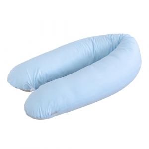 LOOLAY Coussin de Grossesse - Coussin d'allaitement 170 cm - Coussin pour Dormir sur Le côté 100% Coton - avec Housse Amovible - Coussin pour Dormir pour Femme Enceinte (Bleu Ciel) (tumtumbaby, neuf)