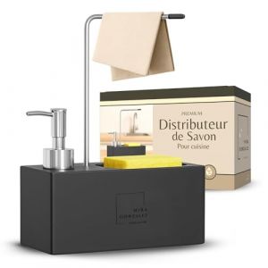 Distributeur Savon Cuisine | Distributeur Liquide Vaisselle 3 en 1 | R&eacute;servoir 800 ML | Porte &Eacute;ponge &Eacute;vier Cuisine | Organisateur &Eacute;vier | Polyr&eacute;sine Premium | Pompe en Acier Inoxydable (Mira Gonzalez LLC, neuf)