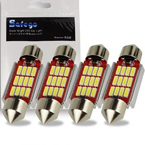 Safego 4x C5W LED 36MM Feston CANBUS 4014 12SMD Ampoule Navette LED Plafonnier Voiture Dôme Festoon Lampe Intérieur LED Lumière DC 12V 6000K Blanc (PinZeEU, neuf)