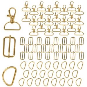 Lot de 72 Mousqueton sac a Main 32mm Pivotant Boucle sac,Boucle Sangle 32mm,Boucle Coulissante,Anneau en D,Mercerie Couture Accessoire Attache, Boucle de Reglage pour DIY Doré (FRSTY SLEENAK LTD, neuf)