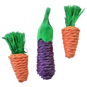 Lot de 3 jouets interactifs à mâcher pour oiseaux en paille pour hamster carotte (XIANYITRO, neuf)