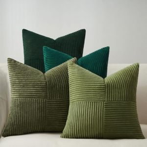 Topfinel Housses de Coussin 45x45cm Vert Foncé Décoration Chambre Salon Maison Vert Olive Lot de 4 Housse Coussin Décoratif Lit Jardin Déco Aesthetic Scandinave pour Canapé en Velours Côtelé (NoledarEU, neuf)