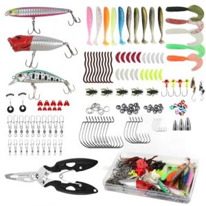 DBALL 155 Pi&egrave;ces Coffret D'app&acirc;ts avec Leurres Durs leurres Souples App&acirc;ts de Surface Et Accessoires Et Mallette de Transport Incluse Convient &agrave; La P&ecirc;che en Eau Douce Et Sal&eacute;e (REMITE-EU, neuf)