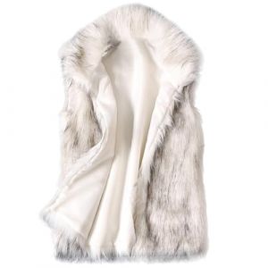 G&eacute;n&eacute;rique Gilet Fausse Fourrure Femme Manteau Fourrure Sans Manches Doux Moelleux Veste Polaire Hiver Chaud Manteau Laine Fluffy Couleur Unie Blouson Confortable Gilet Chaud Femme Blanc 3XL (Zawalud, neuf)