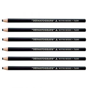 UNI-BALL Lot de 6 Crayons gras DERMATOGRAPH 7600 Multi support Taille facilit&eacute;e Noir (Stock Bureau Maison Bien-&ecirc;tre, neuf)