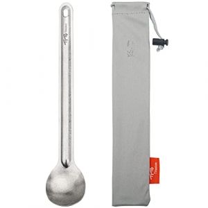 TiTo Titanium Cuill&egrave;re et Fourchette &agrave; Long Manche Ultra L&eacute;ger et Portable Titane Spork Cuill&egrave;re Couverts avec Sac pour Camping Randonn&eacute;e Pique-Nique Ustensiles Cuisine(Cuill&egrave;re en Titane Brillant) (TiTo Titanium, neuf)