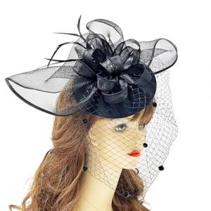 YCHUCH Accessoires pour cheveux, chapeau bibi de fête, pince à cheveux pour fête, mariage, femme, bibi à fleur en filet avec épingle à cheveux, grand chapeau de fleur (;intao, neuf)