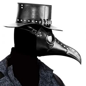 Masque d'oiseau de médecin de la peste Wikay Long nez En cuir Steampunk Accessoire de costume d'Halloween Pour festival, fête, déguisement, cosplay, Noir (Coikes, neuf)