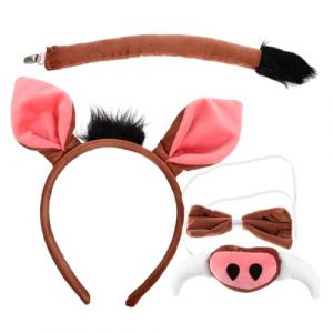 PACKOVE Serrage-t&ecirc;te Oreilles De Cochon Cosplay 4 Pi&egrave;ces Taille Unique En Tissu Doux Pour Gar&ccedil;on Et Filles Costume Phacoch&egrave;re F&ecirc;te D&eacute;guisement Animalier (Spring TU, neuf)