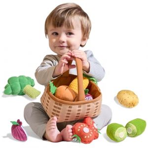 TUMAMA Panier De Fruits Et Legumes Jouets, Peluche Fruit Jouet Frais, Concombre, Tomates, Carottes, Pommes De Terre, Chou - Fleur, Maïs Et Oignons, Légumes Plastique Enfant 18 Mois, 1, 2, 3, 4 Ans (Wanyehong TOYS, neuf)