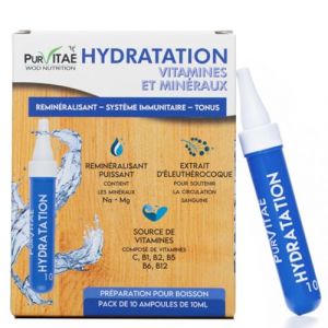 Hydratation 10 Ampoules | Potassium, Magn&eacute;sium, Sodium | Ginseng Sib&eacute;rien & Vitamines | Aide &agrave; r&eacute;duire la fatigue | Id&eacute;al pour les courses, trails ou wods | Anti-crampes | Pur Vita&eacute; (Pur Vita&eacute; Wod Nutrition, neuf)