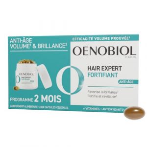 OENOBIOL HAIR EXPERT Fortifiant Anti-&Acirc;ge - Nouveau - Marc de Raisin et C&eacute;ramides - Efficacit&eacute; prouv&eacute;e - Favorise la brillance - Fortifie et revitalise - Compl&eacute;ment alimentaire 2x30 capsules - 2 mois (Para Sant&eacute; Services, neuf)