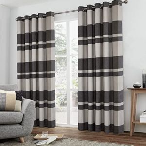 always4u Rideaux Occultant Isolant Phonique et Doublure Thermique,pour Salon,Chambre,Rideaux &agrave; Carreaux de Buffle,Moderne et Artistique,Gris fonc&eacute; 137&times;213,Lot de 2 (Always4u Soft Furnishings, neuf)