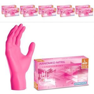 1000x ARNOMED&reg; Gants en nitrile taille L Rose, Gants &agrave; usage unique pour chirurgie & laboratoire, Gants en nitrile sans poudre & sans latex, Moufles en nitrile XS, S, M, L, XL, XXL (arnowa, neuf)