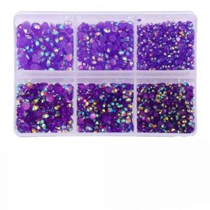 YTYHFEM 2700 pièces/boîte 0,2/0,3/0,4 cm AB gelée Strass pour Ongles en résine à Dos Plat Clair Pierre précieuse pour Bricolage Nail Art Accessoires de décoration-Violet foncé (qichunxianshuaideyongshangmaoxinggerenduzioz, neuf)