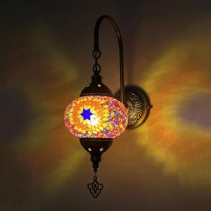 HXFFXHF (10 Couleurs Applique Murale Turque Marocaine Lampe Murale en mosaïque de Verre Lampe Murale 1 Lampe Lanterne Murale pour la décoration de la Maison Salle à Manger café Bar allée Couloir, A (wuhanxitaoyouxuanwangluokejiyouxiangongsi, neuf)