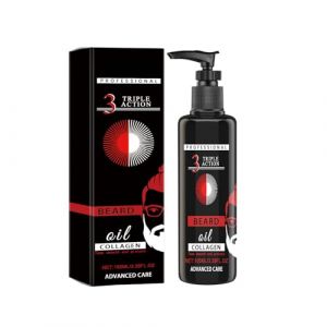 Huile à Barbe pour Hommes, Huile à Barbe au Collagène, Beard Oil, Formule Naturelle Avec de l'Huile de Gingembre, Soin Barbe Homme, Huile Pousse Barbe, Barbe Soignée, Favorise la Croissance, Hydrate (SLIAN-EU, neuf)
