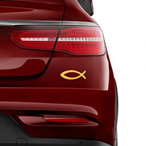 Auto-Dress Autocollant pour voiture Motif poisson chr&eacute;tien 11 x 4 cm (blanc brillant) (Auto-Dress, neuf)