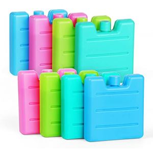 Lot de 8 Mini Pains de Glace Blocs Réfrigérants de 7.5x7x1.5 cm/65g Sac de Congélation Réutilisables pour Glacière Sac Isotherme Petite Glacière-Vert Clair/Bleu/Rose/Vert Jaunâtre (YIJR Direct, neuf)