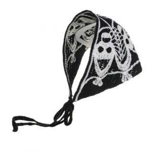 Itkcozcg Écharpe à cheveux squelette pour Halloween, tête de mort tricotée pour adultes, accessoire photo créatif unique (yangshuangfushi, neuf)