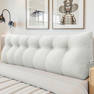 LELEFIDO Coussin de Lecture – Coussin Canapé Triangulaire avec Housse Amovible, Support de Dossier et de Dos, Idéal pour Lit et Salon, Confort Doux, 200 cm, Blanc (Daneey, neuf)