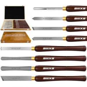 SIIIXS Outils de tournage du bois,Ciseau de tour &agrave; bois, 8 pi&egrave;ces HSS Gouge d'&eacute;bauche ciseau de tour outils de tournage &agrave; bois ciseau de tour &agrave; bois (GEFEI, neuf)