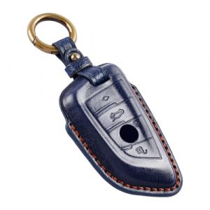 OFF WE GO Voiture Clé à Télécommande Étui en Cuir pour BMW X1 X2 X3 X5 X6 Series 1 2 3 5 6 7 Series Coque de Clé Voiture avec Porte-clés Accessoire clé de Voiture, Bleu (OFF WE GO, neuf)