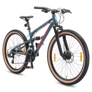BIKESTAR VTT en Aluminium, Frein &agrave; Disque, 21 Vitesses Shimano, 26 Pouces | Mountainbike Tout Suspension Integral Cadre 16 Pouces | Vert (Star-Trademarks (Concessionnaire Europ&eacute;en), neuf)