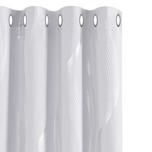 Deconovo Lot de 2 Rideaux Motif Ligne Argenté Occultant Chambre Adult Thermique Anti Froid à Oeillets Rideau Cuisine 140x180cm Gris Perle Salon Désign Moderne Balcon (Deconovo-Home, neuf)