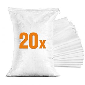 20 Sacs anti inondation – Sac à gravats chantier – Sac de sable barriere porte de garage (60 x 40 cm) Blanc (Naruba Media, neuf)