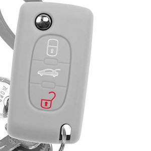 Key Soft Case Cover Housse de Protection pour Citroen C5 C2 C3 C4 Picasso Grande Berlingo Peugeot 207 307 407 308 607 / Couleur: Gris (mt-commerce, neuf)