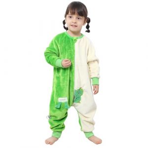 TMEOG Gigoteuse a Pied Tog 2 Hiver Surpyjama Bebe Turbulette avec Pied Combinaison Pyjama Polaire Enfant Pilou Pilou Grenouillere Manches Longues Dors Bien pour Bébé Garçon Fille 1-6 Ans(Vert,90) (YuShengEU, neuf)