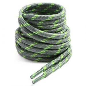 VSUDO 140 cm Cordon de Bottes Gris, Cordon de Chaussures de Randonnée, Cordon Robuste pour Bottes de Travail, Cordon Solide pour Bottes de Randonnée (1 Paire-Gris avec Point Vert Néon-140cm) (VSUTEK-EU, neuf)