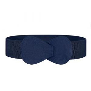 JASGOOD Ceinture &Eacute;lastique Large Femmes pour Robe Grande Taille Ceinture Extensible Tendance avec Boucle en Cuir,Bleu Marine,Taille 100-112 cm(Longueur 100 cm) (JASGOOD Professional Belt, neuf)