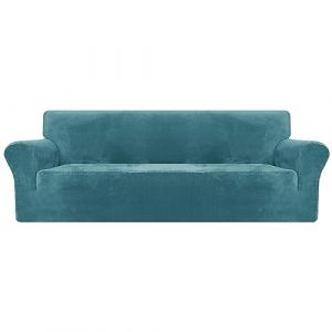 XINEAGE Housses de Canapé en Velours 4 Places, Housses de canapé Extensibles Extra Large, Housses de Canapé Super Douces pour Chiens et Chats (4 Places,Paon Bleu) (XINEAGE FR, neuf)