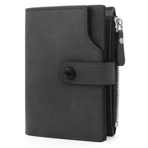 HNOOM Portefeuille Homme RFID Bloquant Porte Monnaie Cuir PU Porte Feuille avec 17 Porte Carte, Portefeuille Vertical pour Hommes avec Porte Monnaie Zipp&eacute; (Noir) (HNOOM, neuf)