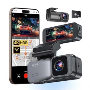 Osmo Dashcam Pro 4K Dashcam Voiture sans Fil Avant Arri&egrave;re, WiFi 5,8 GHZ, GPS, Carte 64 Go Offerte, Cam&eacute;ra Embarqu&eacute;e avec Moniteur De Stationnement, Objectif Grand Angle 170&deg; (JiFengZhenXiaBaiCunXiao, neuf)