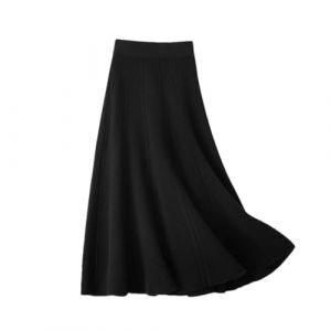REHJJDFD Jupe parapluie tricot&eacute;e taille haute pour femme Jupe en laine automne et hiver, Noir , L (攀枝花周彬商贸有限公司, neuf)