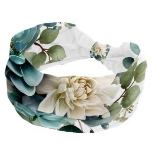 Bandeaux larges pour femmes et filles, bandeau d'entra&icirc;nement antid&eacute;rapant, fleurs vert sauge, bandeau &eacute;lastique pour cheveux, bandeau de sueur, yoga, bandeau nou&eacute; (Galens, neuf)