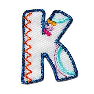Alphabet/Lettre color&eacute; Patch - Ecusson thermocollant patches appliques, Taille: 0 x 0 cm, Alphabet MQ bunt/blau:Buchstabe K 2.2 x 3 cm (catch-the-patch, neuf)
