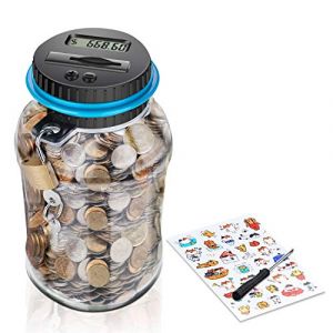 MOMMED Tirelire Electronique, Numérique Tirelire EUR Compteur, Automatique Coin Comptant Money Box pour Enfants et Adulte, 1,8L Tirelire avec écran LCD, Box D'économie d'argent Grande Cadeau (ATB LTD, neuf)