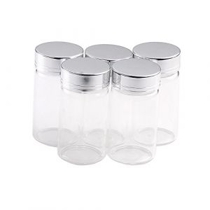 6pcs 50ml La Jolie Petite Bouteille en Verre, la Bouteille en Verre est Transparente,Le capuchon est en aluminium argenté,C'est très beau. (50ml, Silver) (Bottles Factory Store, neuf)