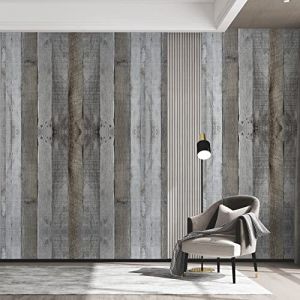 FENTIS Papier Peint Rustique en Bois Gris et Marron Rouleau de Papier Adhésif en Vinyle Amovible et Imperméable pour Chambre à Coucher Salle de Bain Salon 44,5x500cm (Airunji, neuf)
