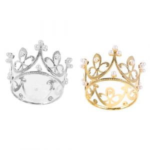 DEARMAMY 2 Pièces Décoration De Gâteau D'anniversaire Gâteau Royal Diadème De Princesse Gâteau Diadème Pour Les Filles Garnitures De Petits Gâteaux Gâteau Perle Couronne Pour Les Enfants (Liiane, neuf)