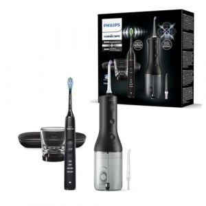 Philips Sonicare Jet dentaire sans fil Power Flosser 3000 et brosse à dents électrique DiamondClean 9000 - Nettoie les dents et les gencives et élimine la plaque dentaire, noir (modèle HX3886/43) (EW_trading, neuf)